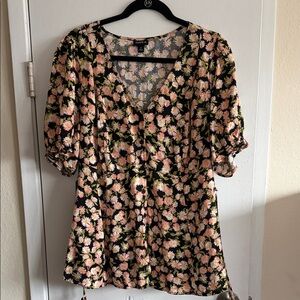 Target Black and Pink Floral Blouse